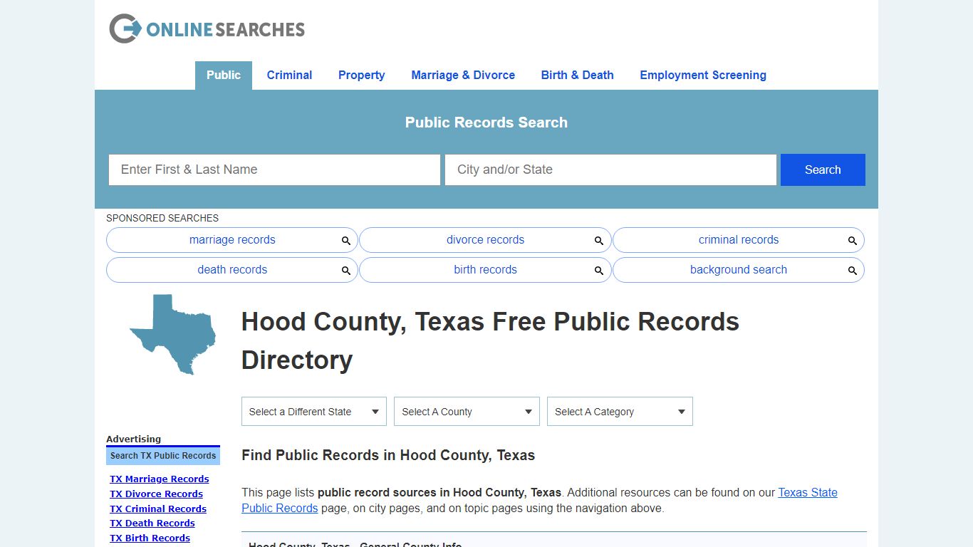 Hood County, Texas Public Records Directory